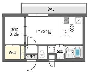 GRANDPASEO ノース(1LDK/2階)の間取り写真