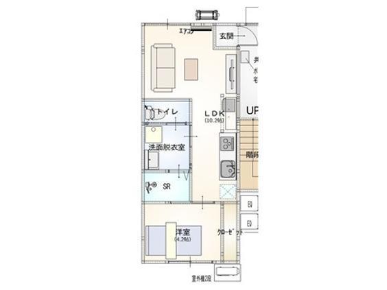 サステナ中居林(1LDK/1階)の間取り写真