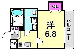 LUXE尼崎ウエスト(1K/2階)の間取り写真