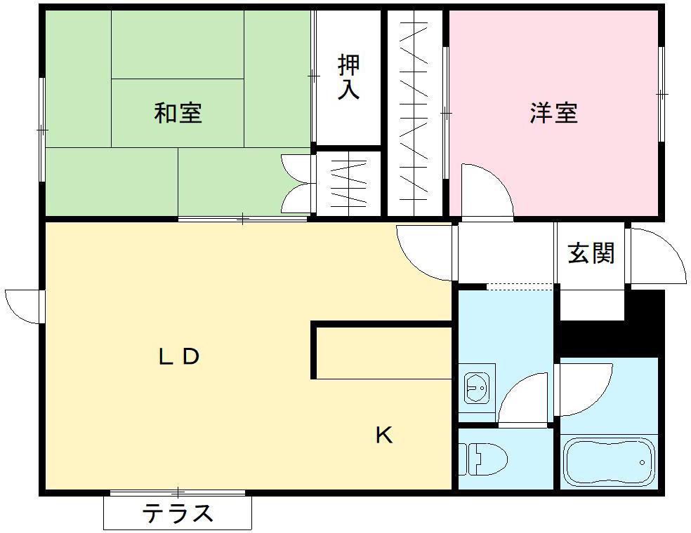 グリーンガーデン松南B棟(2LDK/2階)の間取り写真