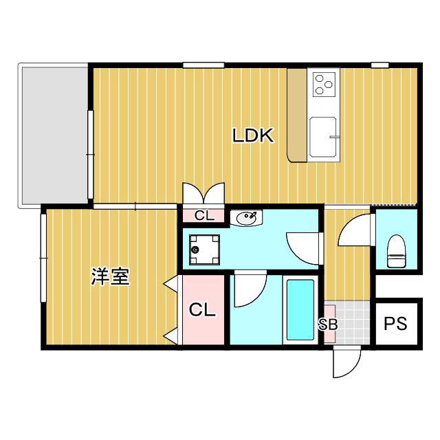 シャルムYODO(1LDK/2階)の間取り写真