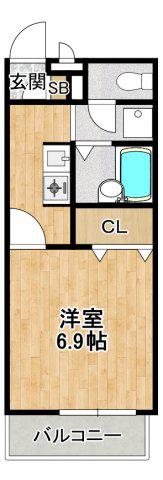アムール花(1K/2階)の間取り写真