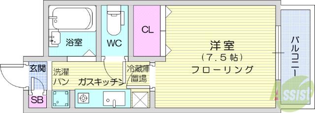 レジデンス芙美(1K/5階)の間取り写真