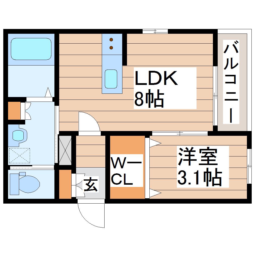 FOREAL長町グランデ(1LDK/3階)の間取り写真