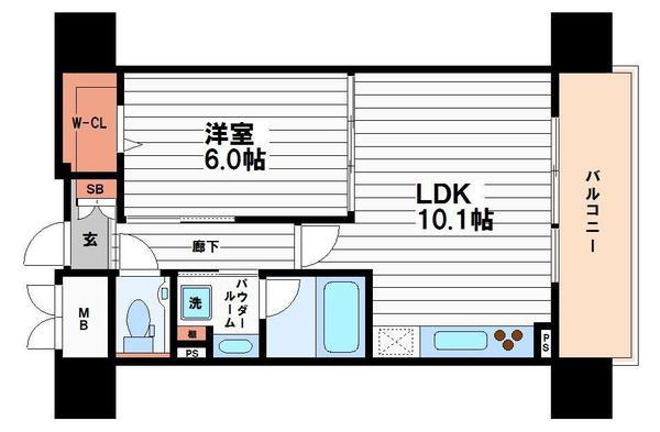 ル・セル上町台(1LDK/5階)の間取り写真