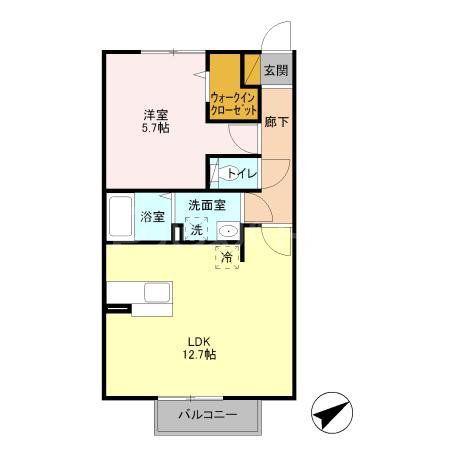 アーバンライフ萩台(1LDK/2階)の間取り写真