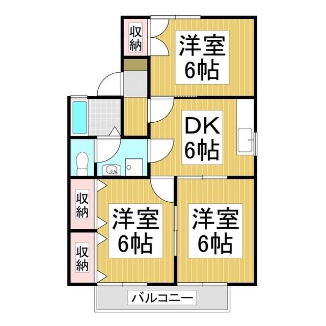 メイプルタウンB棟(3DK/1階)の間取り写真