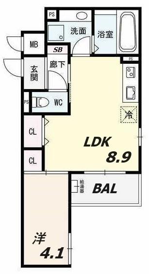 SHINKOBE COLN(1LDK/3階)の間取り写真