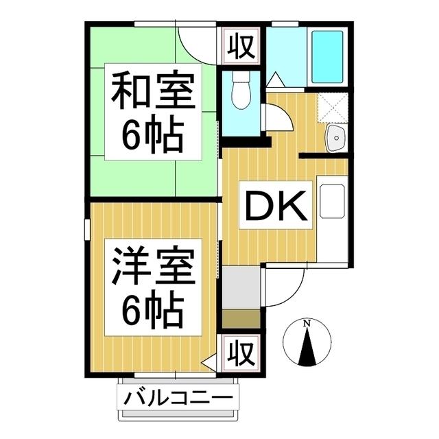 北条ライブタウンF(2DK/1階)の間取り写真
