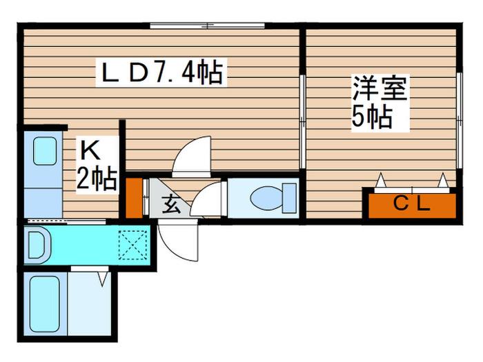 ルクル21(1LDK/2階)の間取り写真