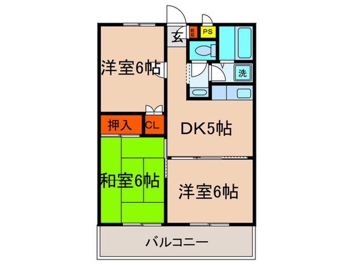 パークサイド(3DK/3階)の間取り写真