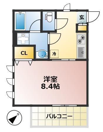 APARTMENT風音(1K/1階)の間取り写真
