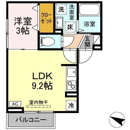 ノイルカーサ(1LDK/1階)の間取り写真