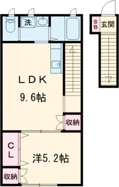 グランディール朽網(1LDK/2階)の間取り写真