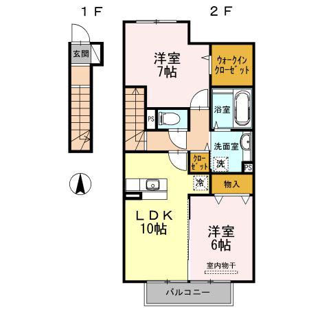D-ROOMかぐのみ(2LDK/2階)の間取り写真
