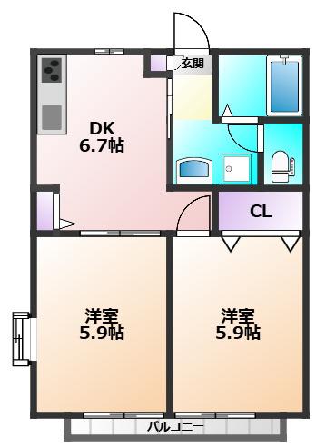 STARTINGPOINT保谷町(2DK/2階)の間取り写真