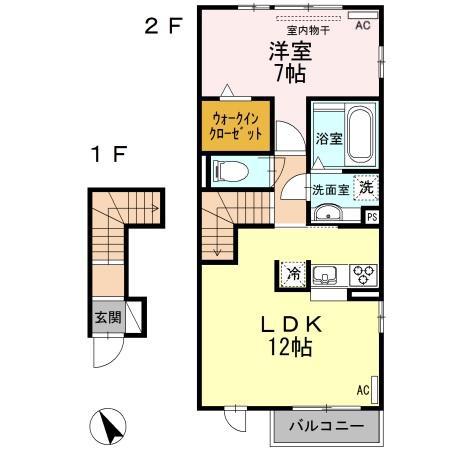 クルール(1LDK/2階)の間取り写真