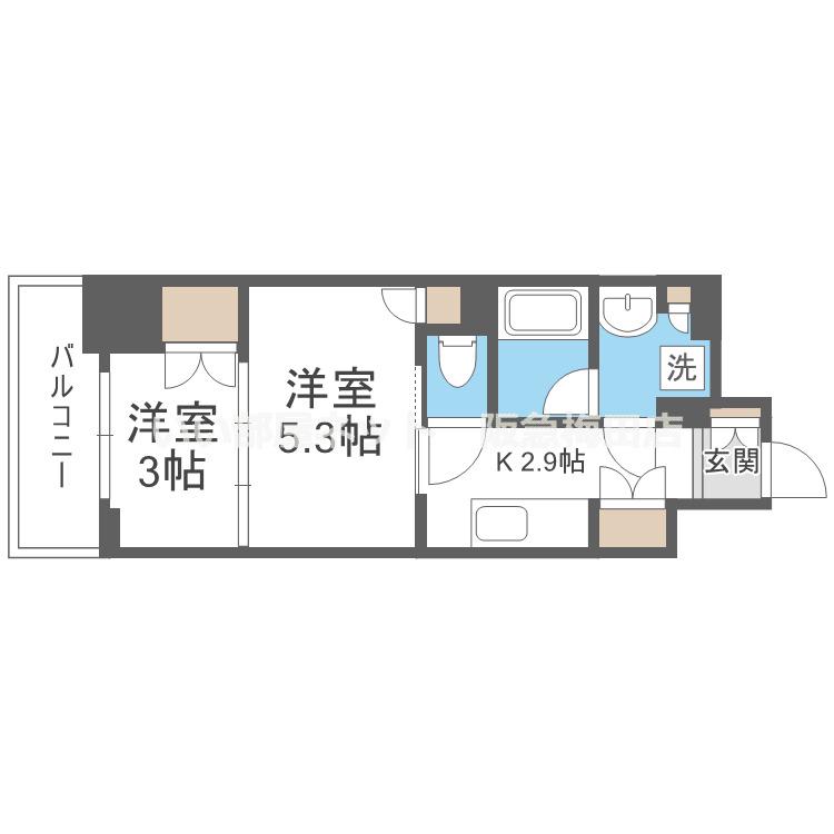 ウエリスアーバン守口(2K/10階)の間取り写真