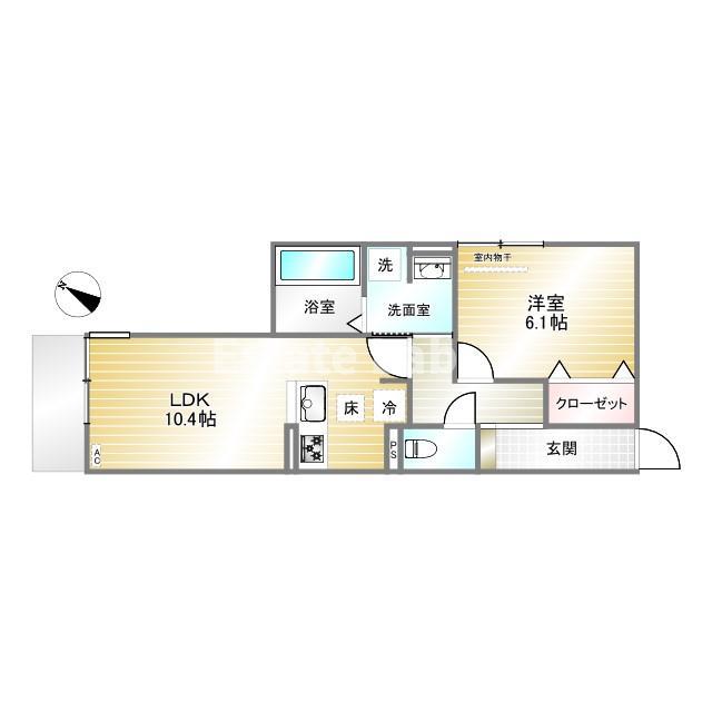NOBLE TERRACE中山手(1LDK/1階)の間取り写真