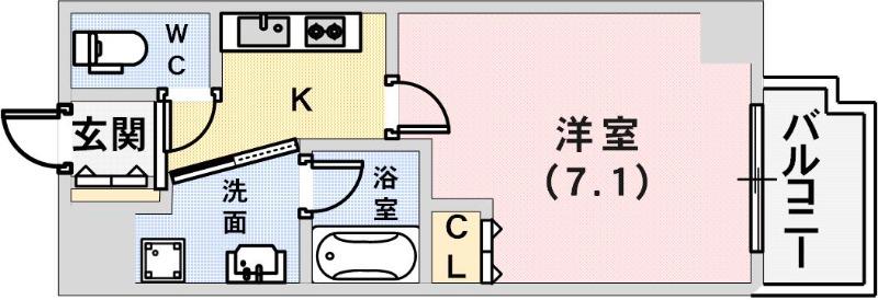 ULYSSES新神戸(1K/9階)の間取り写真