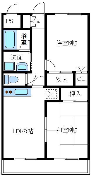 セゾンコート(2LDK/3階)の間取り写真