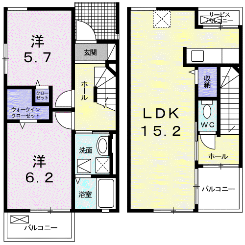 ハイツ・JIN 住吉I(2LDK/1階)の間取り写真