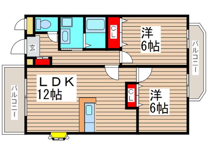 サニーコート18(2LDK/4階)の間取り写真