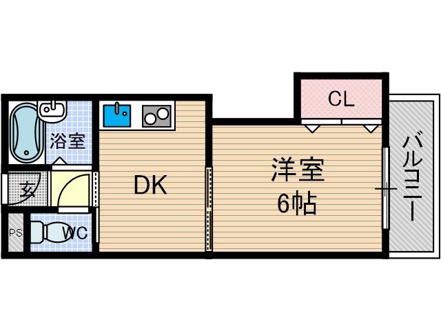 プロミネンス下村(1DK/1階)の間取り写真