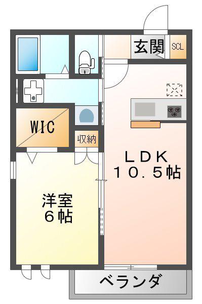 ARIA塚口2(1LDK/1階)の間取り写真