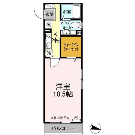 GRANDE(1K/1階)の間取り写真