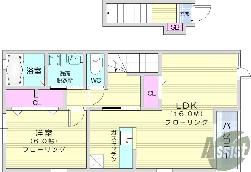 シル・ビサール(1LDK/2階)の間取り写真