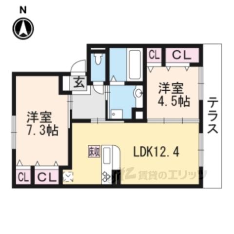 ウチカイト(2LDK/1階)の間取り写真