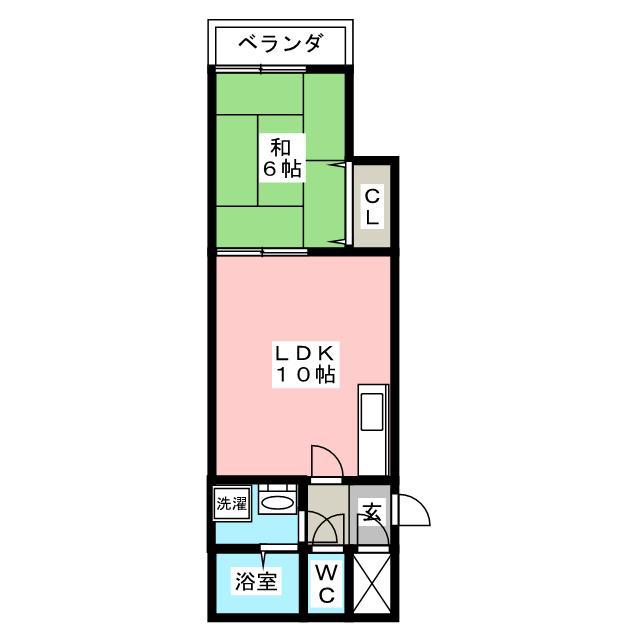メゾン栄(1DK/2階)の間取り写真