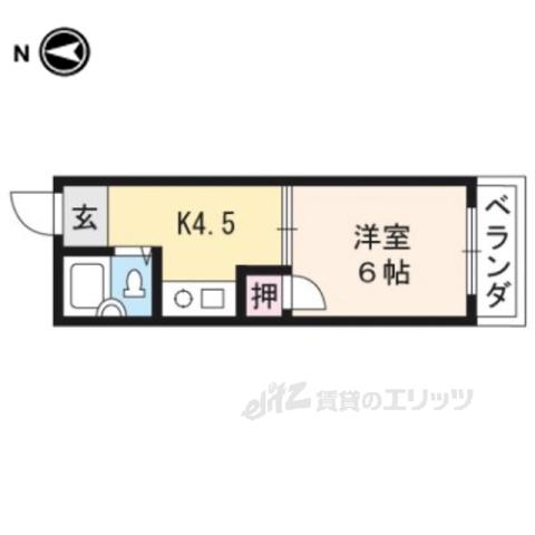 プレアール伏見深草(1DK/3階)の間取り写真
