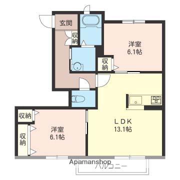 SHMヴェルフィーユI(2LDK/1階)の間取り写真