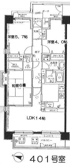 アルカサル川崎(3LDK/4階)の間取り写真