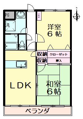 グランドールやよい(2LDK/1階)の間取り写真