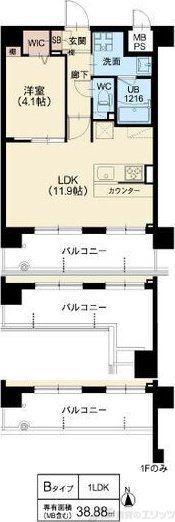 スプランディッド茨木天王(1LDK/1階)の間取り写真