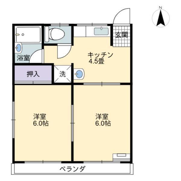 レジデンスMORI B(2K/2階)の間取り写真