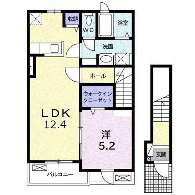 オレオールI(1LDK/2階)の間取り写真