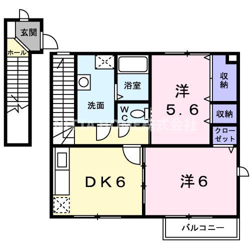 ラーピハイツII(2DK/2階)の間取り写真