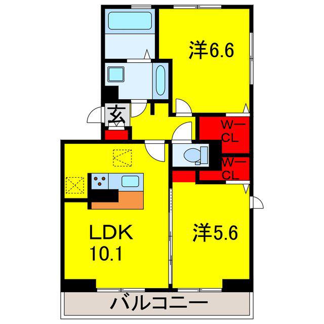ルミエール五井・II(2LDK/2階)の間取り写真