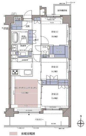 ディームス横濱町(3LDK/2階)の間取り写真
