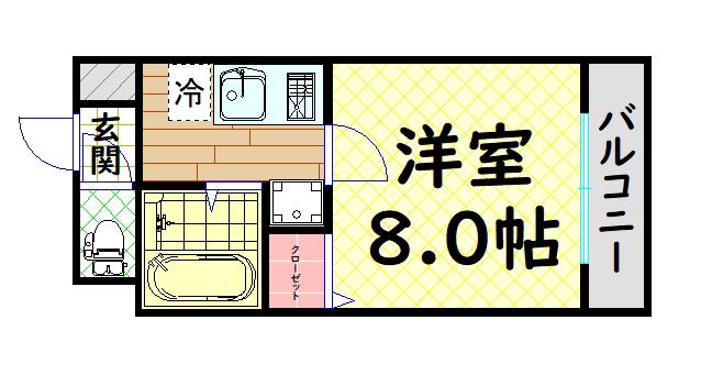 白鷺TKハイツ1号館(1K/3階)の間取り写真