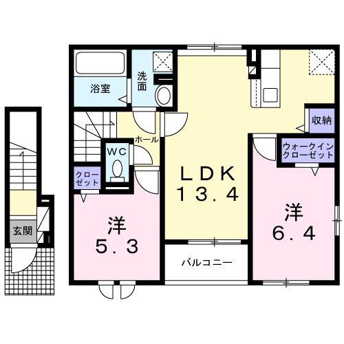 アンソレイユ(2LDK/2階)の間取り写真