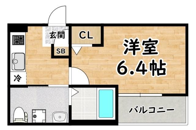 フルール(1K/3階)の間取り写真