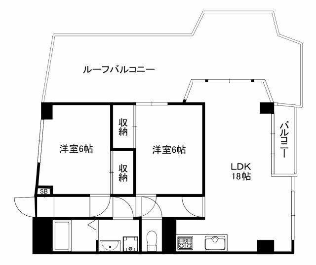 シャレーコート(2LDK/5階)の間取り写真