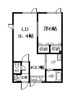 ルーブル(1LDK/2階)の間取り写真