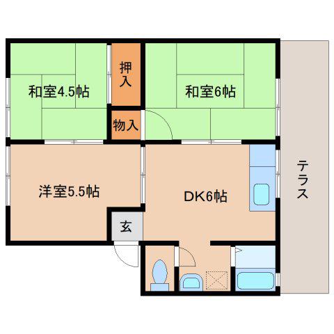 セントラルハイツ(3DK/1階)の間取り写真