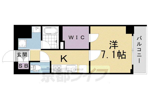 ベラジオ雅び烏丸十条II(1K/3階)の間取り写真